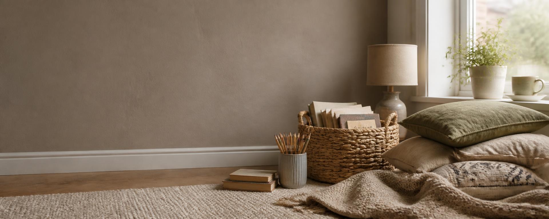 A soft, quiet corner with cushions and warm light.